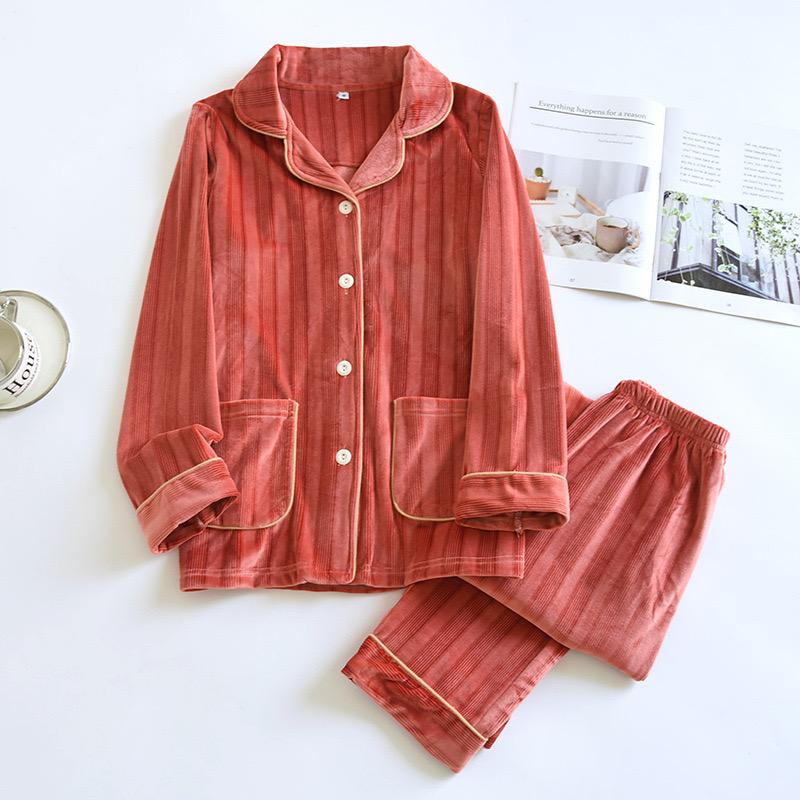 Winter Couple Pajama Suit Coral Velvet Women's Pajamas Long Nightgown Household Suit Plush Thicken Men Pajama