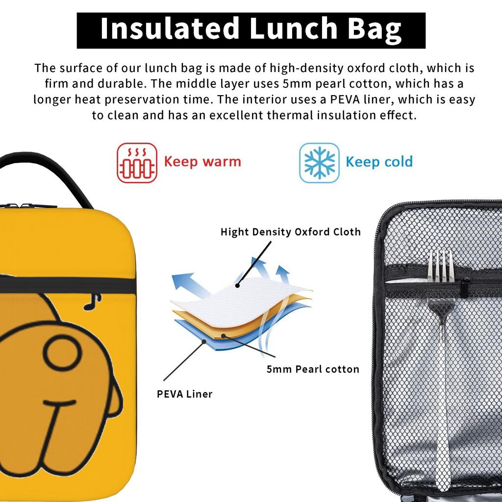 K-Kakao F-Friends Hello! Ryan Insulated Lunch Bag Leakproof Meal Container Cooler Bag Tote Lunch Box Picnic Food Handbags