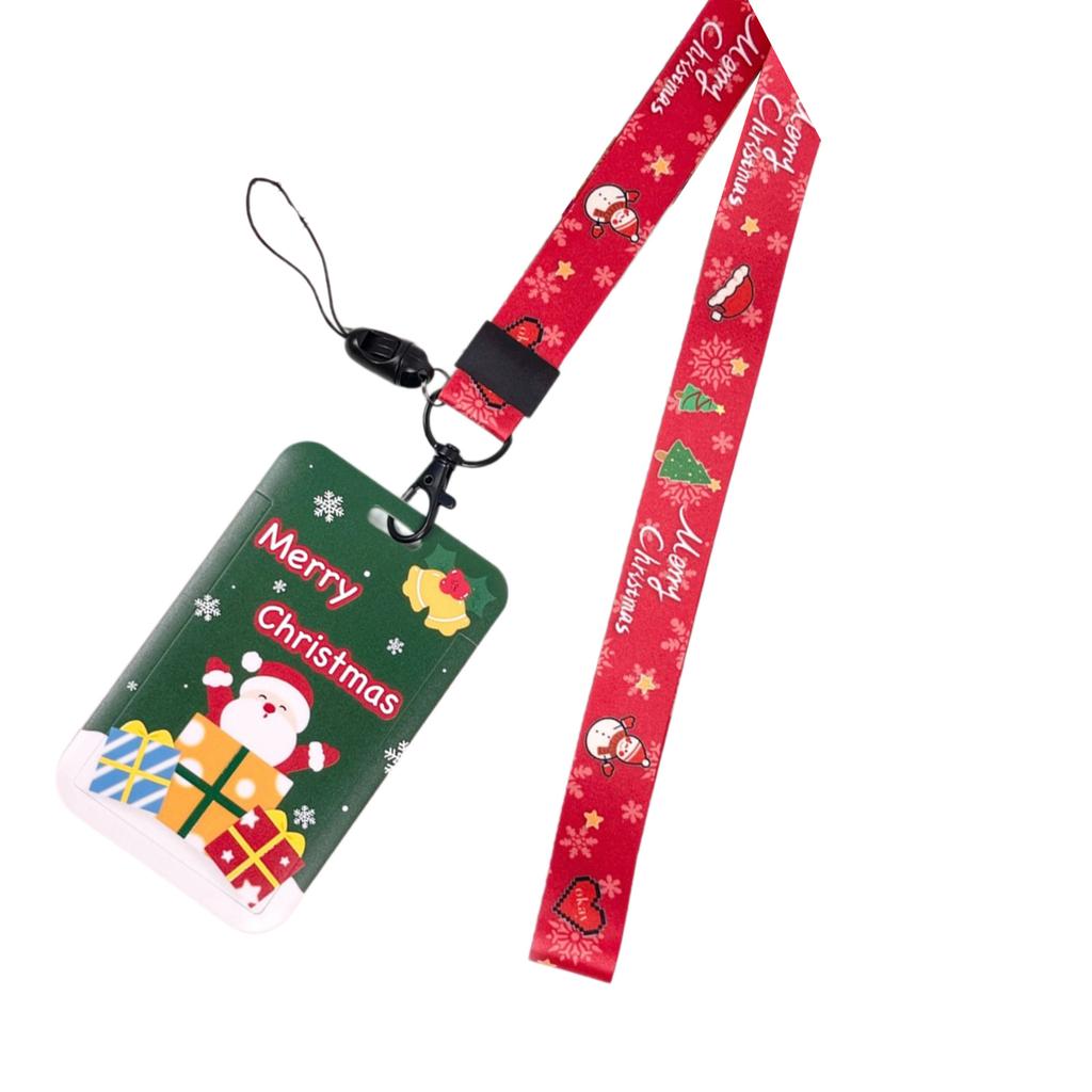 Cordon porte-clés de Noël avec porte-cartes, cordon tour de cou, badge arbre de Noël, bonhomme de neige, cordon pour infirmières, enseignants, étudiants