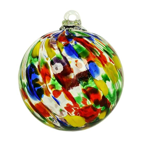 High Borosilicate Glass Spheres Hand Blown Ball Ornament, Colorful Christmas Hanging Decoration Handmade Ornaments for Tree, Window, Patio,