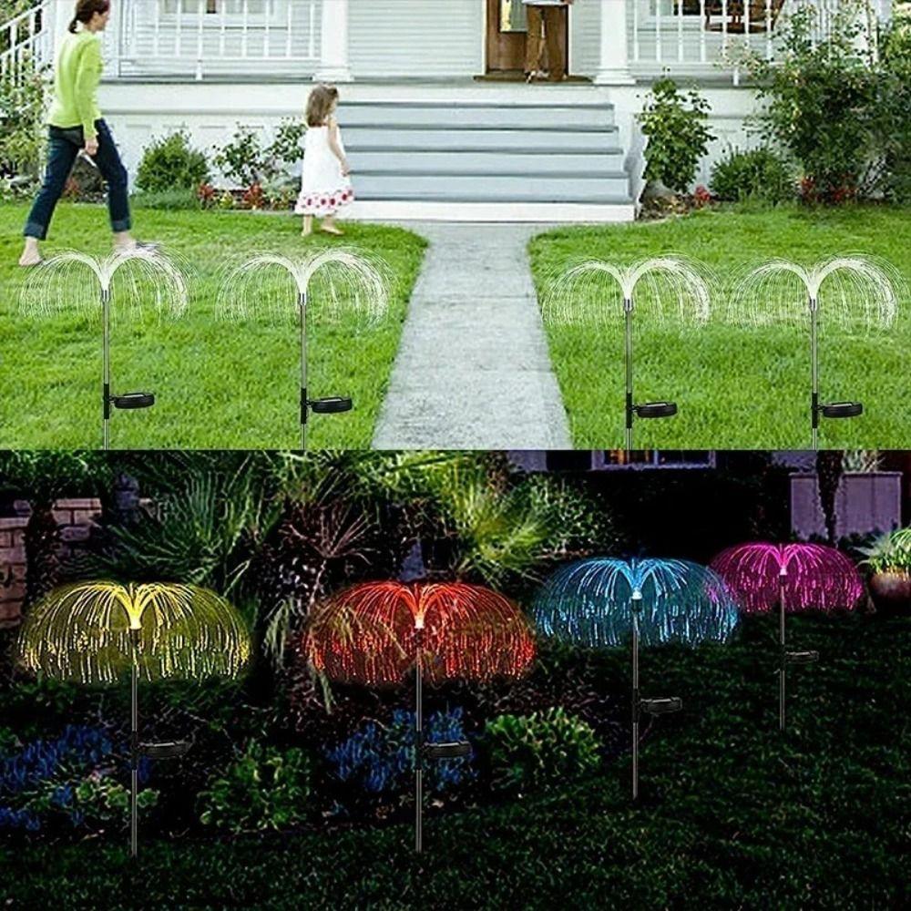 1/2/3/5 Layer Solar Jellyfish Lamp Colorful Fiber Optic Lamp Jellyfish Lawn Light  Outdoor