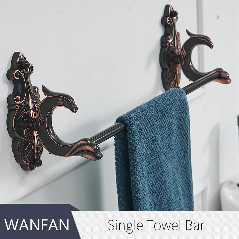 Towel Bars Brass Wall mounted Single Towel Bar Holder Luxury Towel Rack Wall Bathroom Accessories Towel Hanger Rails WF-88810