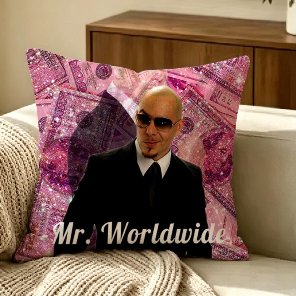 Celebrity Mr Worldwide Cushion Cover Pillow Cover Nordic Minimalist Throw Doublesided Print Cushion Case For Sofa Bedroom Decor