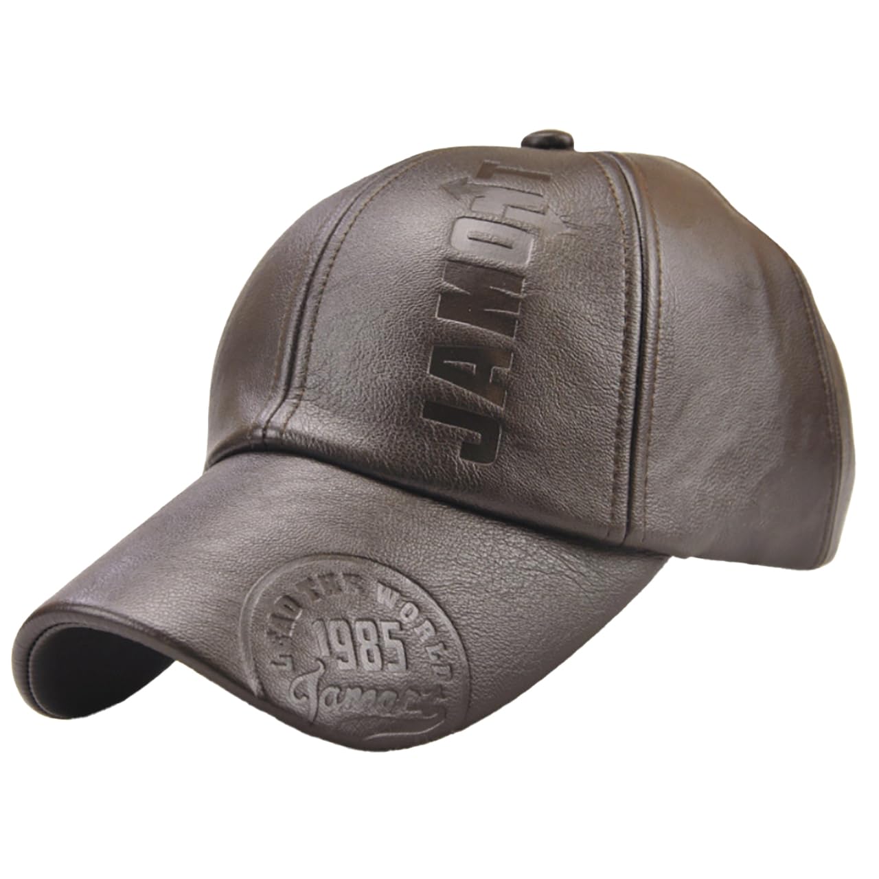 

Baseball English CZ566 [White Fang] Hat, Cap, Cap, Leather, PU, Casual, Letters, Logo, Elegant, Adult, Embossed, Men s, (Coffee) кофейный