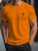 Men's Summer 100% Cotton Fashionable Casual Loose Large Size Faith Cross Printed Round Neck Short Sleeve T-shirt Top