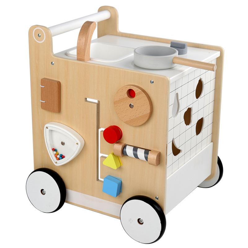 Kinder Holz Simulation Multi-funktionale Küche Trolley Puzzle Spielhaus Spielzeug