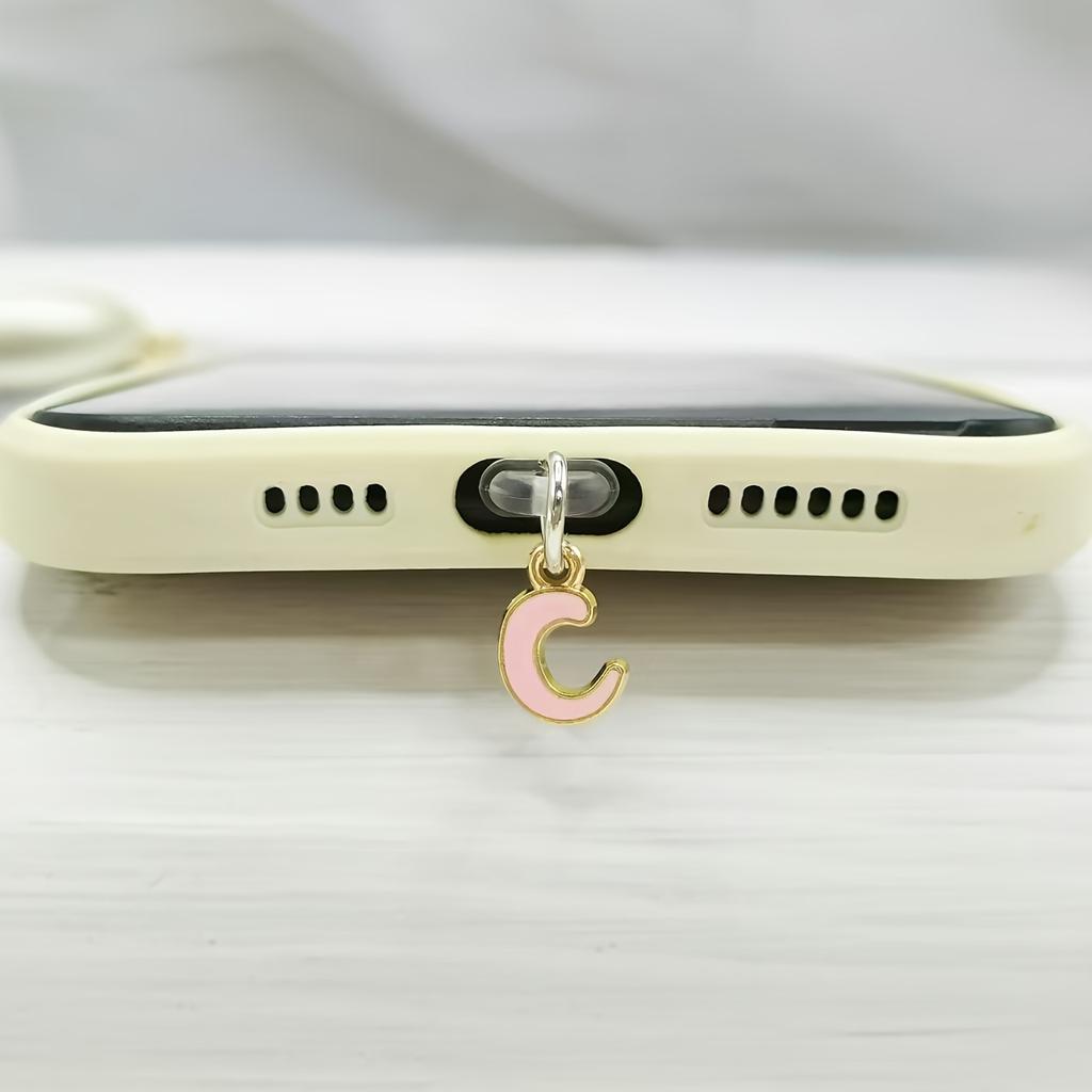 1 Stück Legierung Rosa Buchstabenanhänger Handy Staubschutzstecker Wasserdicht Staubdicht Staubfest