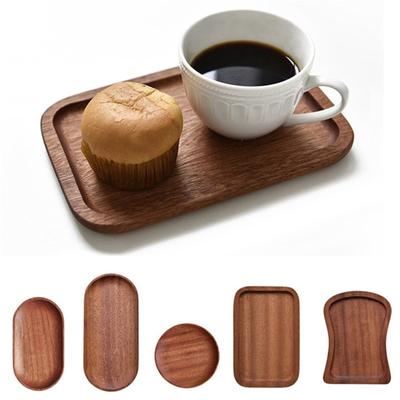 Vajilla de madera maciza, plato redondo para postre, bandeja de madera de estilo japonés, plato para aperitivos y dulces de frutas secas, platillo de café clásico