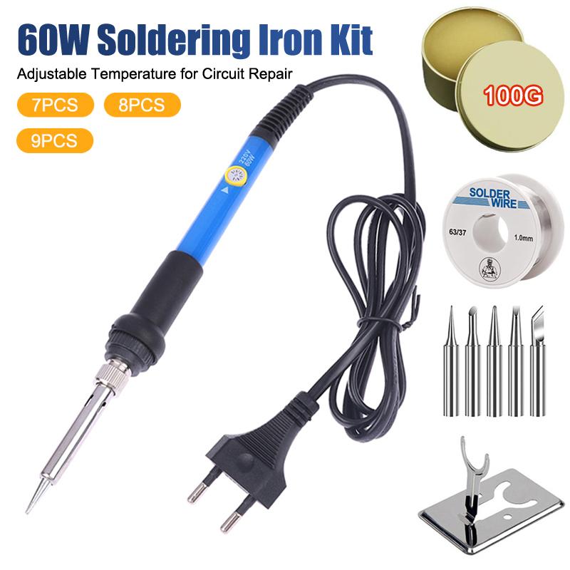 1-9Pcs Master Repair Soldering Station, 60W Adjustable Temperature 220V, Electric Heat Pencil with Interchangeable Tips