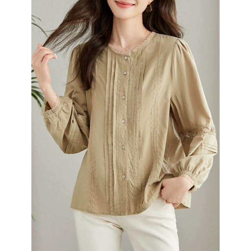 Women's 2025 New Design Interior Commuting Temperament Lace Long-sleeved Shirt Top