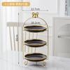 Golden Edged Double-layer Ceramic Tray, Cake Rack, Snack, Fruit Tray, Afternoon Tea Dessert Display Stand, Metal Bow Bracket