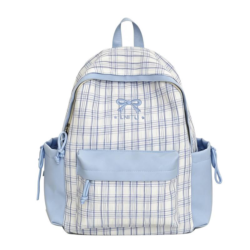 Schoolbag Japanese plaid college style high-value backpack girl campus style light and large-capacity junior and high school student schoolbag