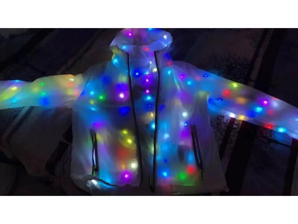 Douyin LED Light-Up Hooded Jacket for Autumn/Winter: Colorful Flashing Windbreaker for Music Festivals and Bars