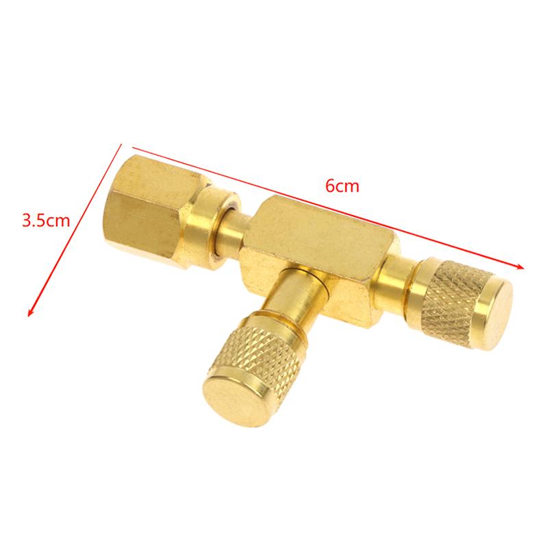 1Set T Type 1/4"SAE Valve Core Tee Adapter For Air Conditioning And Refrigeration Equipment Liquid Filling Tool