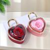 Rotation Heart-shaped Padlock Jewelry Box Soap Rose Flower Organizer Finger Ring Box Dustproof Ring Display