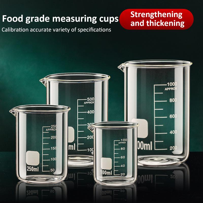 Glass Measuring Cup High Borosilicate Clear Scale Cup Heat-resistant Laboratory Beaker Household Kitchen Baking Measuring Tools