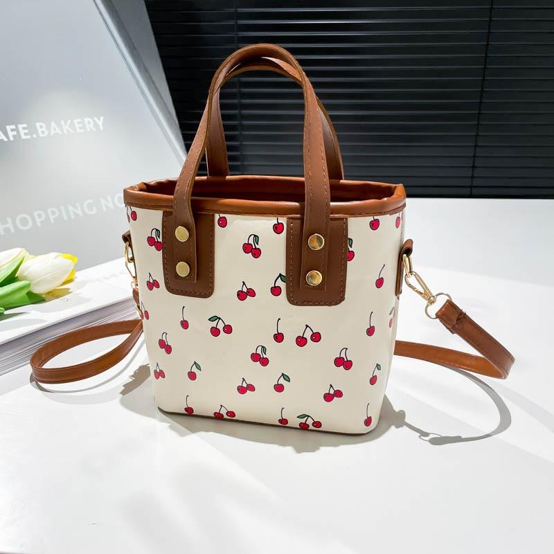 Beautiful and Fresh New Cherry Print Fashionable Large Capacity Cute Commuting Shoulder Messenger Bag