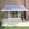 VidaXL Retractable Awning Blue and White 4x3 M Fabric and Aluminium, Awning, Patio Awning, Outdoor Awning, Awning of 3154523