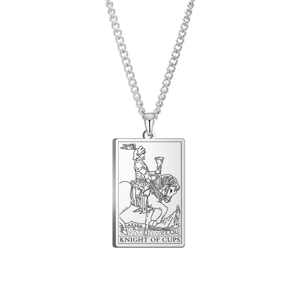 Dawapara The Suit of Cups Tarot Cards Link Chain Pendant Necklace Vintage Amulet Necklaces Men Women Stainless Steel Jewelry