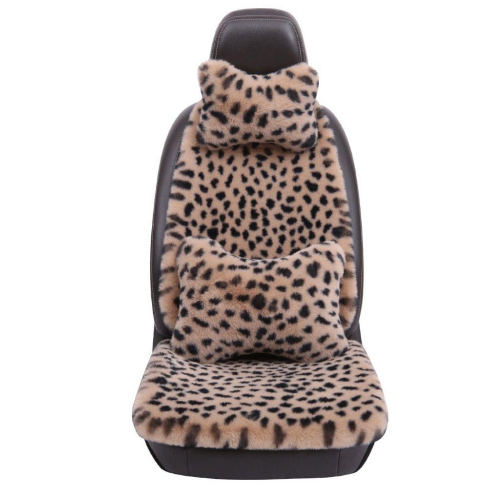 Rabbit Fur Rabbit Fur Car Pad Non-slip Plush Seat Cushion Leopard Print Seat Cover Cushion Front