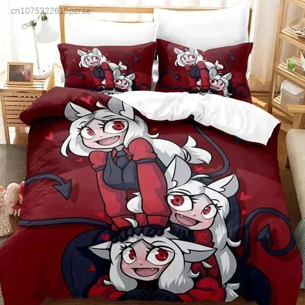 Anime Game Helltaker Bedding Set Printed Bed Set With Pillowcase Bed Duvet Cover Soft Queen King Size Bedclothes Home Boys Adult