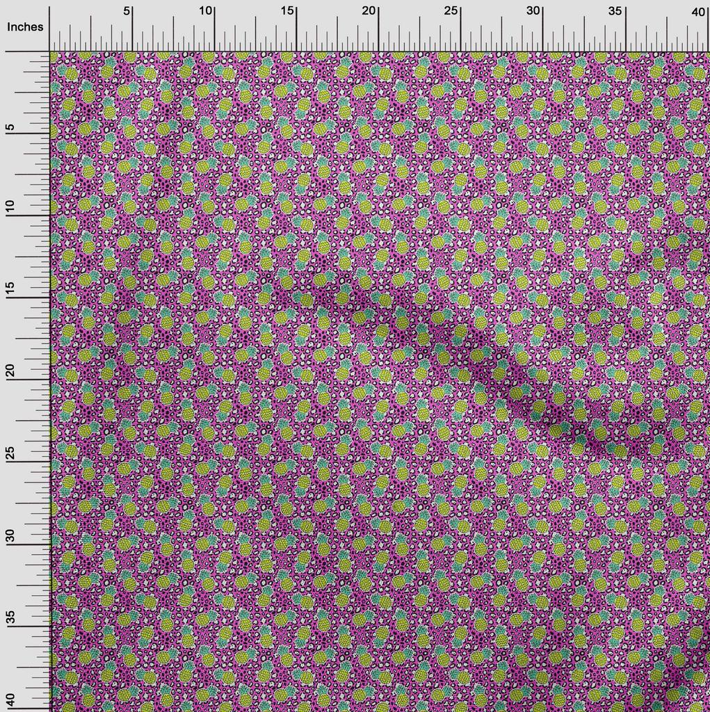 oneOone Cotton Flex Fuschia Pink Fabric Pineapple With Animal Skin Craft Projects Decor Fabric Printed By The Yard 40 Inch