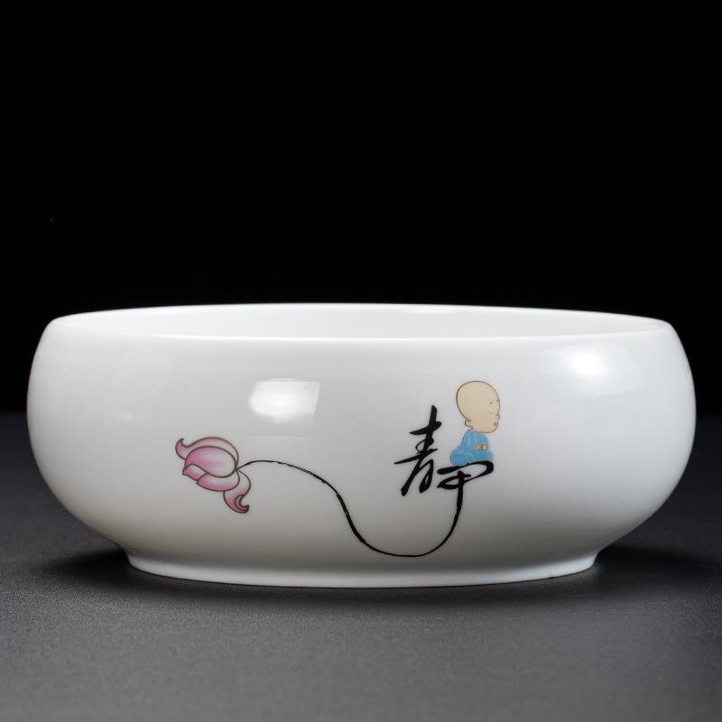 

Jade porcelain tea washing large blue and white ceramic pen washing hydroponic flower pot bowl water tray ashtray коричневий