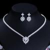 CMM Shiny Gold Color Leaf Shape Zirconia Wedding Necklace Earrings Set