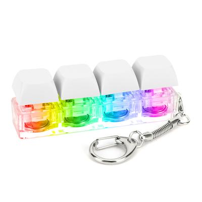 Keyboard Key Toy Party Stress Relief DIY Mechanical Keyboard Button Keycap Fidget Toys with LED Light Keychain Keyboard Caps Toy