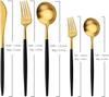 JANKNG 5pcs Heavy Matte Gold Dinnerware 304 Stainless Steel Silverware Set Flatware Sets Kitchen Utensil Cutlery Silverware Flatware Set