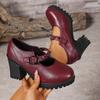 Fashion Temperament High-heeled Single Shoes Autumn New Round Toe Shallow Rivet One-line with Platform Non-slip Block Heel Shoes