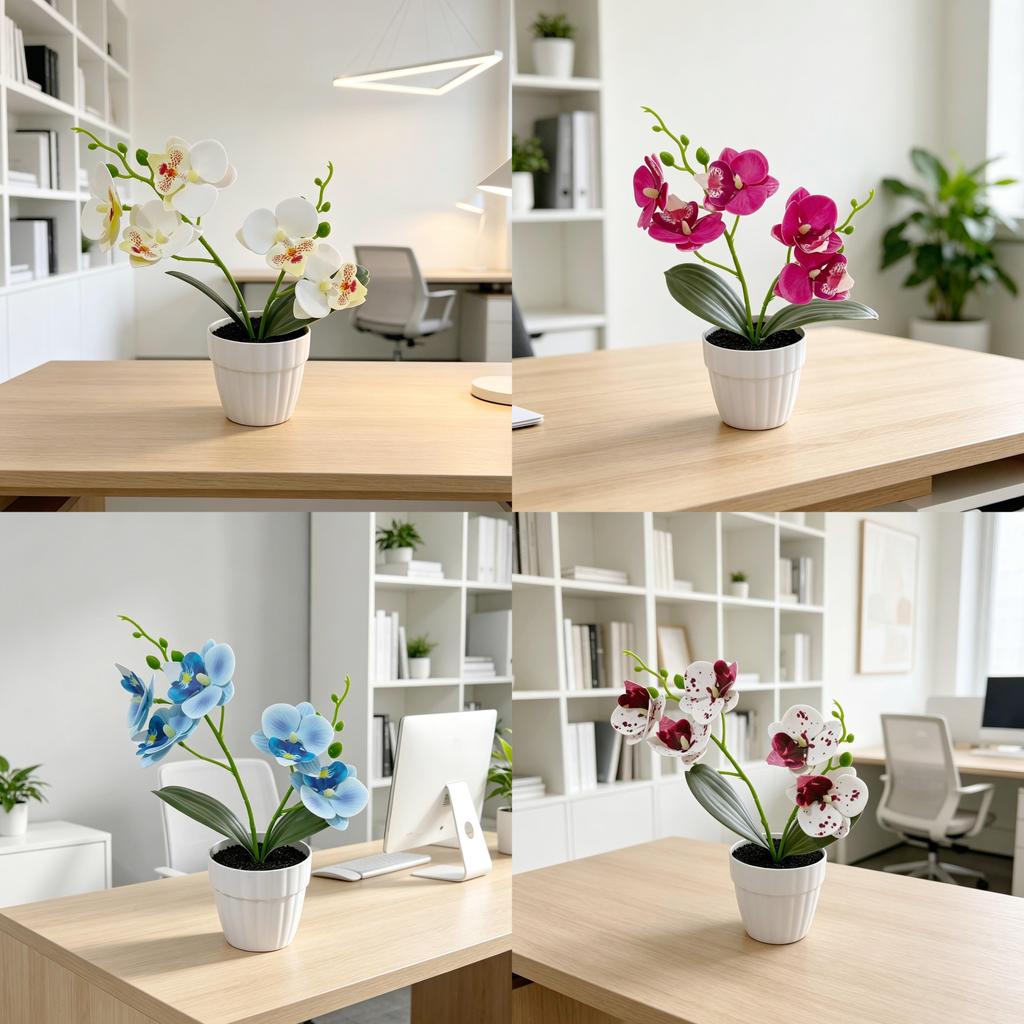 Butterfly Orchid Fake Flower Plant With Plastic Base For Home Decor And Wedding Centerpieces
