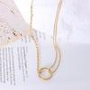 18 Karat Gold Geometrischer Kreis Doppelkette Halskette - Europäischer & Amerikanischer Stil