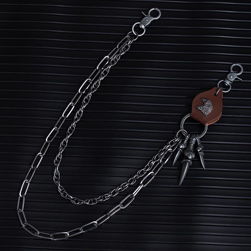 Coole Doppelspitzen-Kette mit Adler-Motiv Persönlichkeitskette Punk Hip Hop Hip Hop Jeans-Hüftkette Mode Metall-Accessoires
