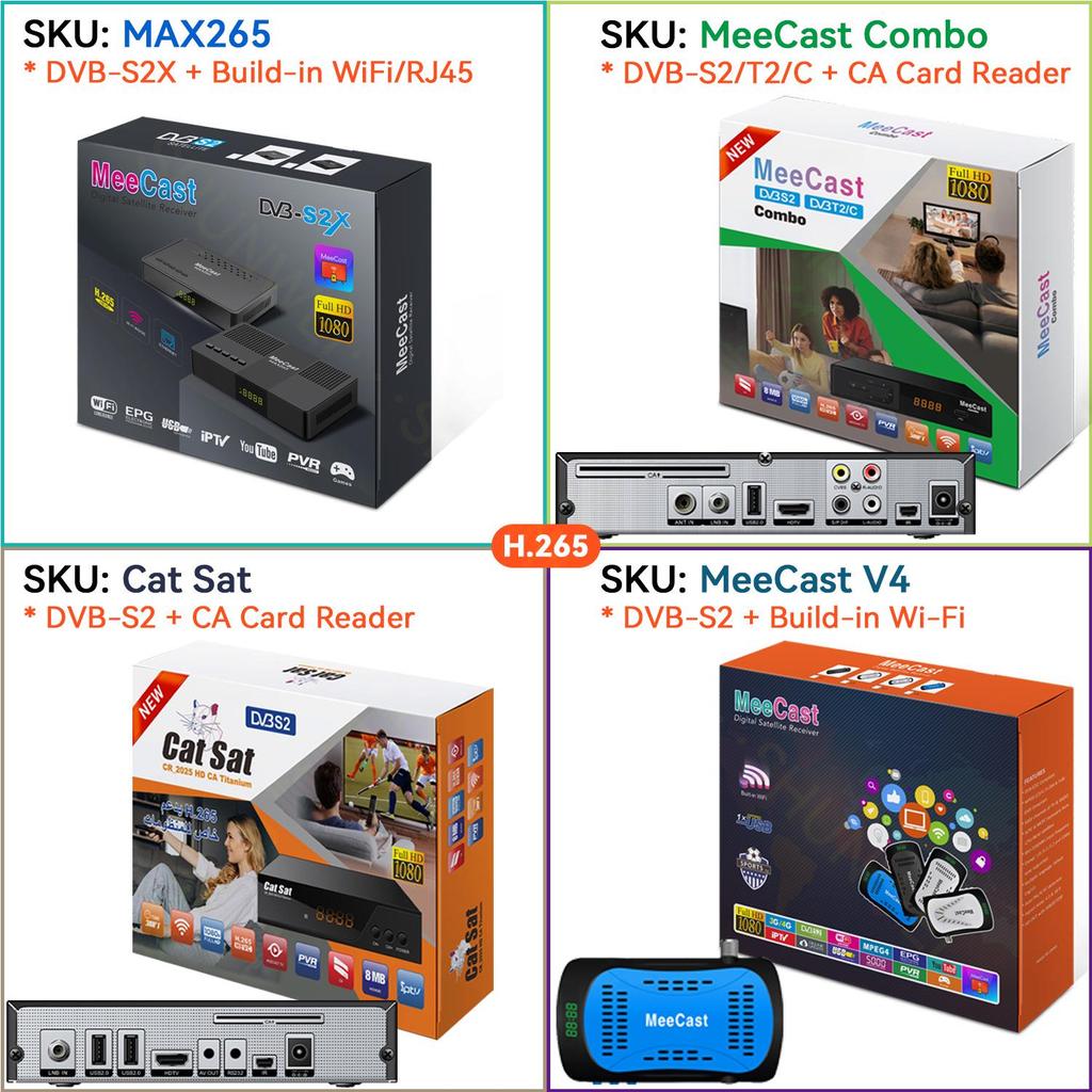 New H265 DVB-S2X TV Set-Top Box MAX265 with WiFi and Network Port, HEVC DVBS2X.