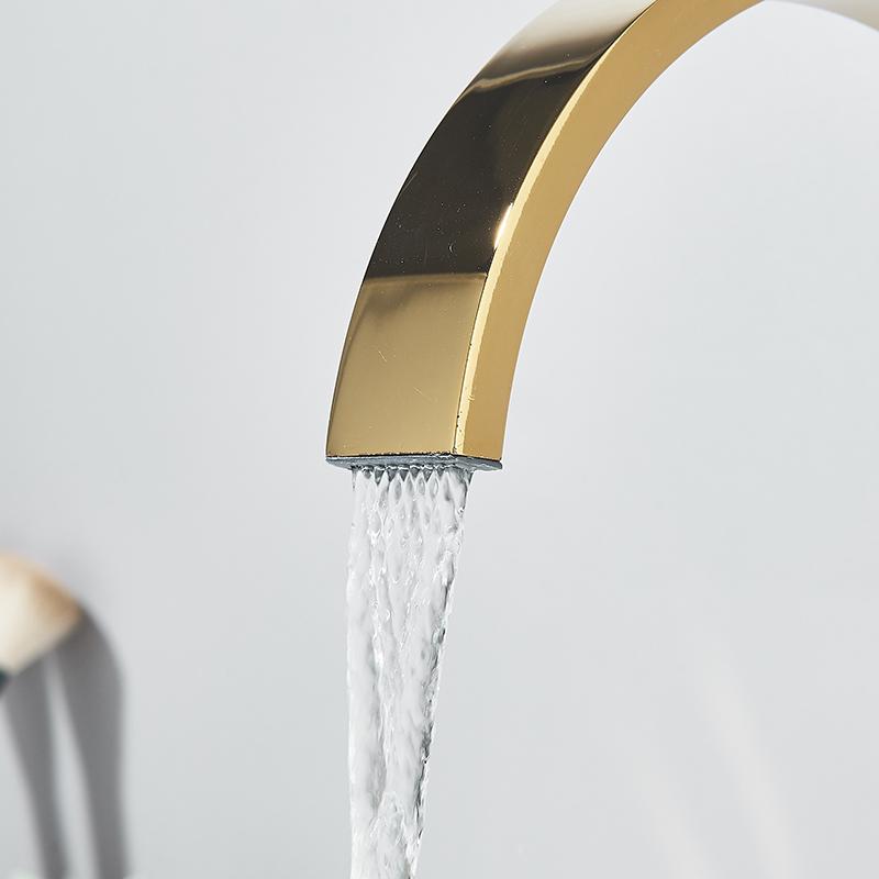 Basin Type Faucet Brass Polished Black deck installation Square Bathroom Sink Faucet Three Hole Dual Handle Cold and Hot Faucet