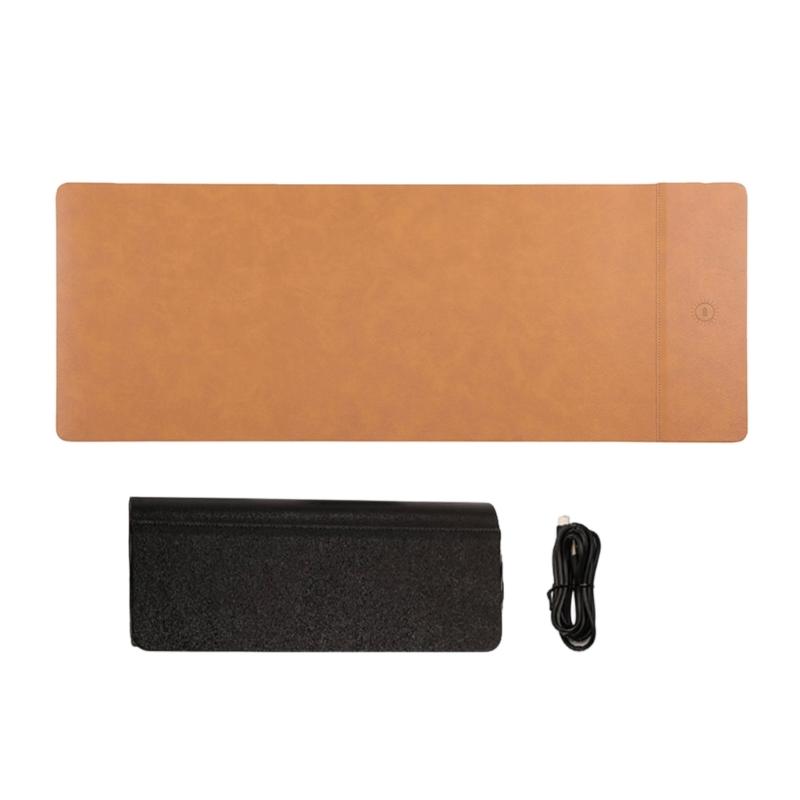 Oversized Leather Like Desk Mats With 15W Charging Station Builts In For Seamless Computer Accessory Integration