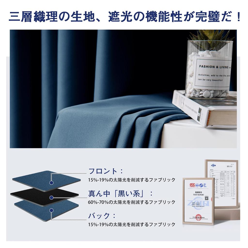 NICETOWN Blackout Solid Room Perfect for New Light 100cm Wide x 200cm Set of Dark Blue Curtains, Color, Privacy, Divider, Thick, Washable, Insulated,