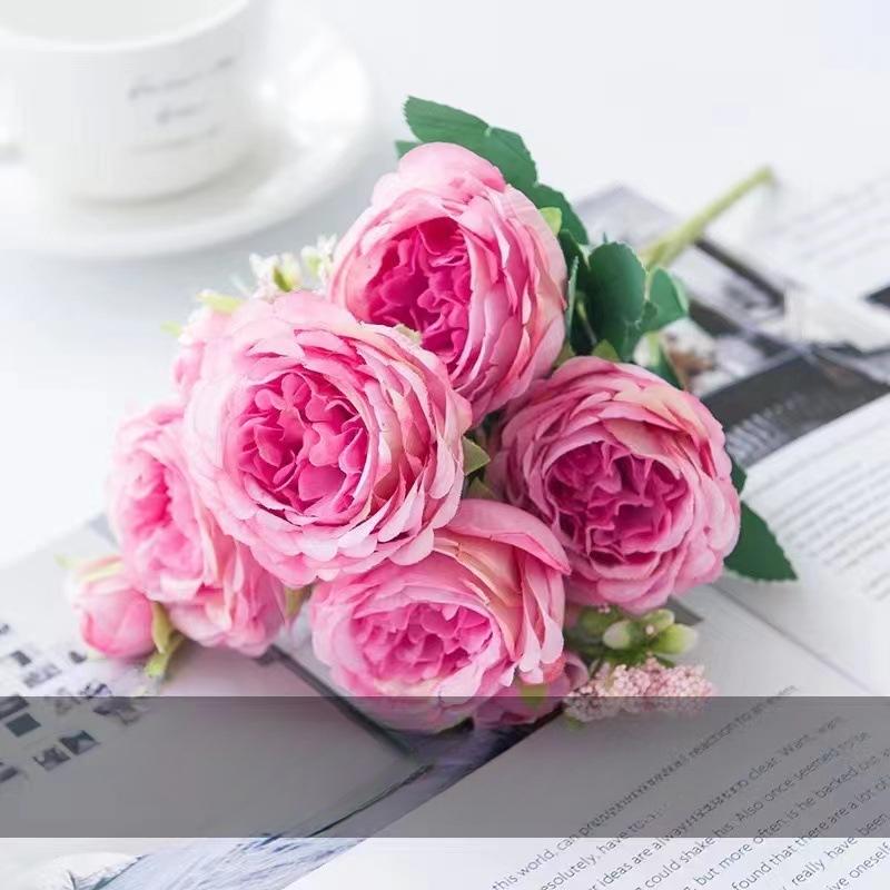 Artificial Flower Fake Silk Peonies Used for Home Room Vase Decoration Christmas Wreath Wedding Bouquet Party Accessories