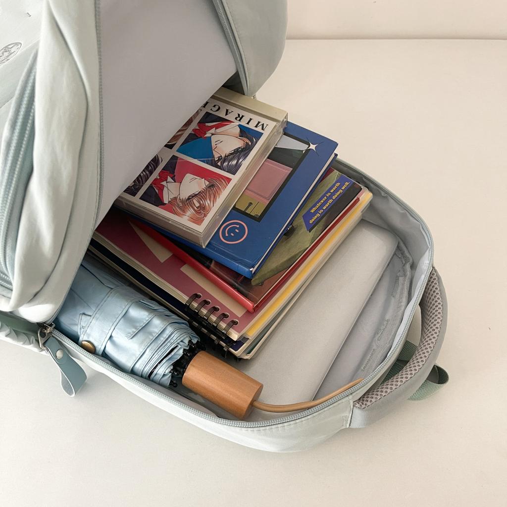 Schoolbag Summer Fresh Backpack Light Blue High Value College Style School Bag Students Junior High School Students Multi-compartment Backpack