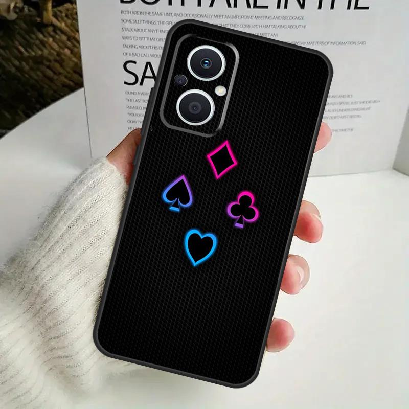 Poker Playing Card Case For OPPO Reno 12F 13F 14F 10 11 12 13 14 Pro 8T 7 8 Lite OPPO Find X6 X5 X8 X9 Pro Cover
