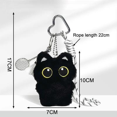 Cute Cartoon Black Cat Keychain Bag Pendant Backpack Hanging Ornaments Lovely Small Cat Doll Animal Car Keyring Kids Gift
