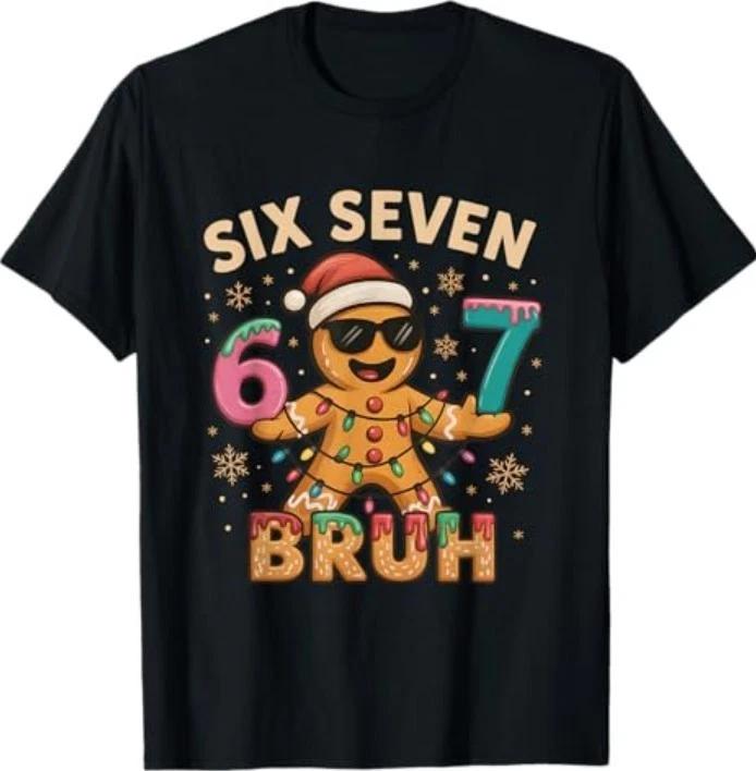 Bruh 67 Christmas Six Seven Gingerbreadman 67 Christmas T-Shirt M
