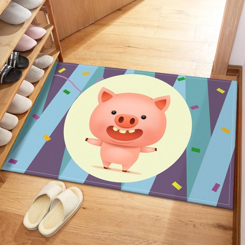 Cute Cartoon Pattern Door Mat with Animals Flowers Designs Floor Mat for Home Entrance Decor Adding Playful Charm