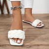Summer Women's Square-toe Basket-Woven Sandals Flat Home Slippers