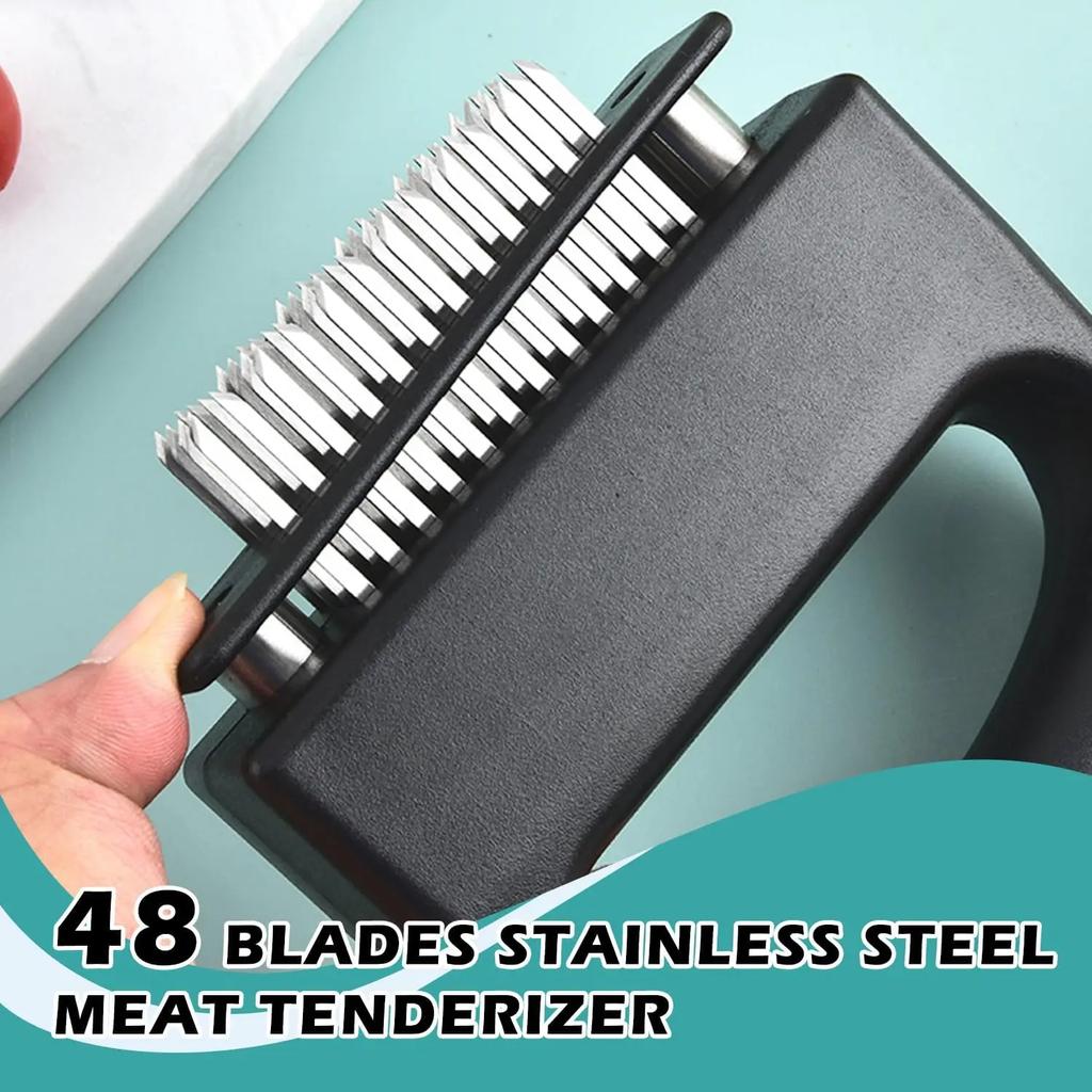 Amaciador de carne com 48 lâminas, faca de aço inoxidável, bife, malho, amaciador de carne, martelo, ferramentas de cozinha