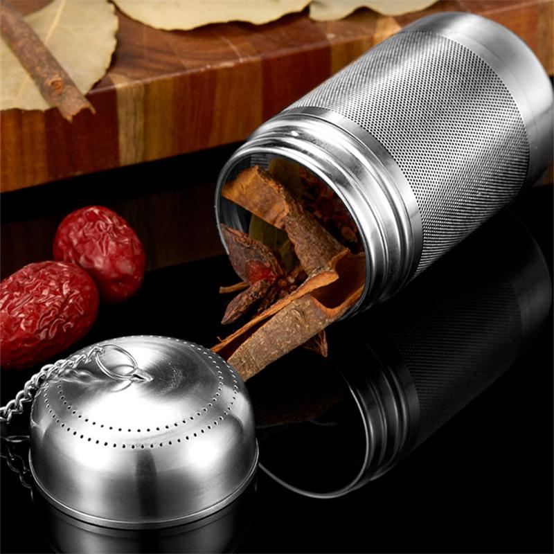 316 Stainless Steel Tea Infuser Tea Strainer Fine Mesh Hole Kitchen Soup Seasoning Ball with Chain Hot Pot Spice Filter