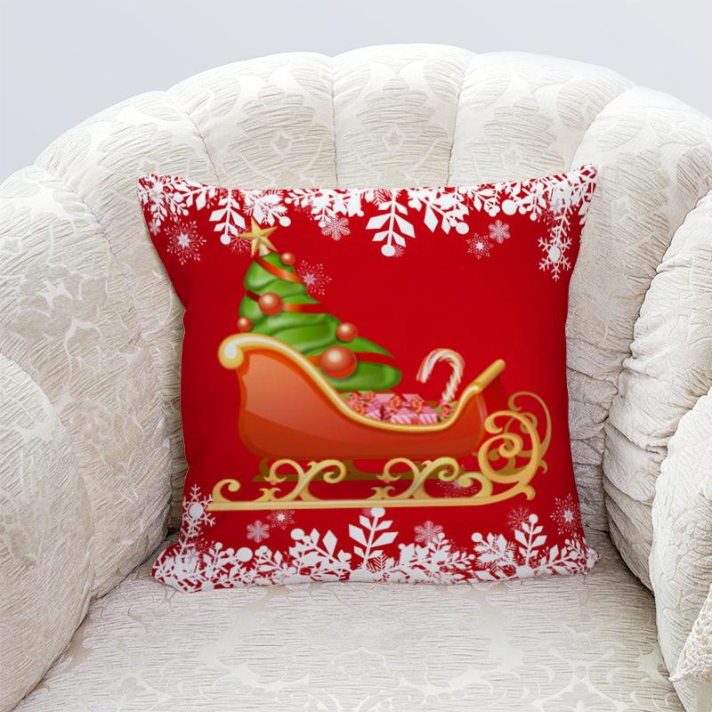Happy New Year Christmas decorations printed cushion cover home living room sofa decoration pillowcase 45x45cm