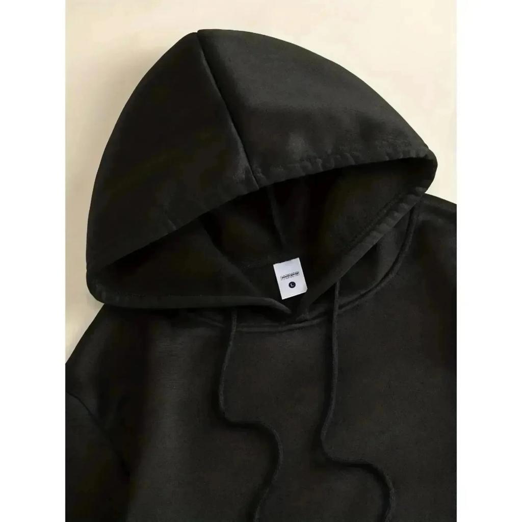 Men Hoodie Oversized Streetwear Gothic Letter Print Los Angeles Sweatshirt Casual Pullover Black Hooded Top