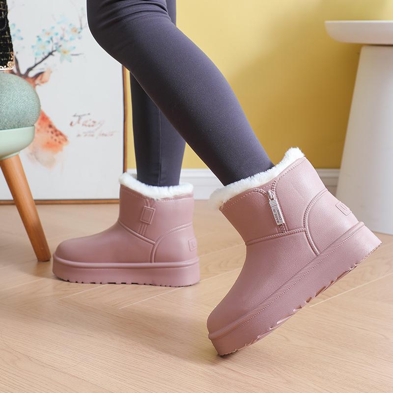 Winter Waterproof Women's Snow Boots Round Toe Platform Ladies Shoes Plush Padded Footwear